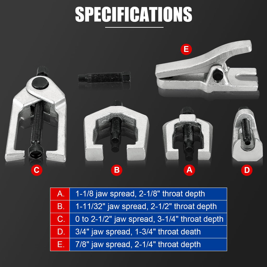 5pcs Ball Joint Separator Pitman Arm Puller Tie Rod End Tool Set I837819