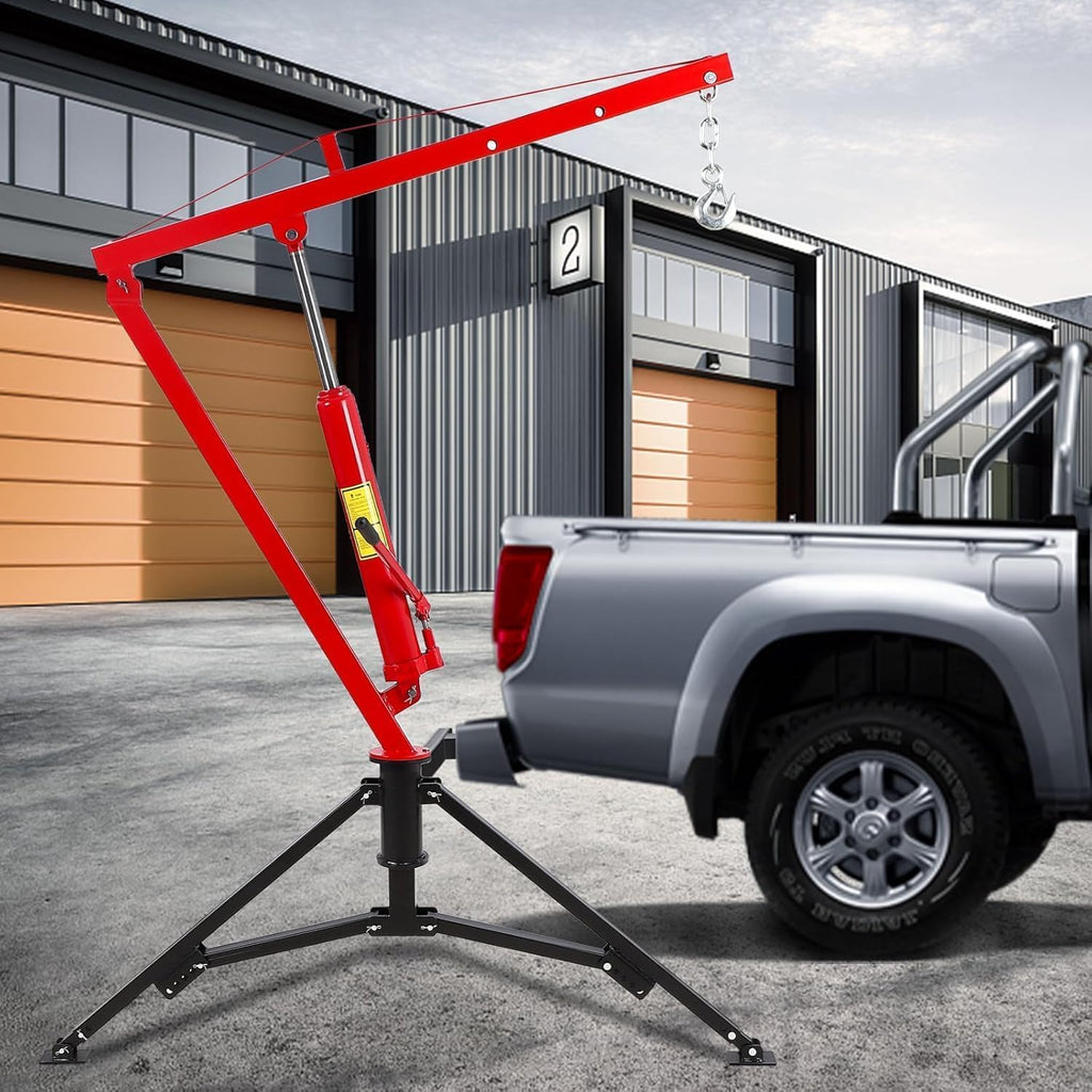 1000 LBS Hydraulic Truck Crane with 3 Adjustable Booms P25957