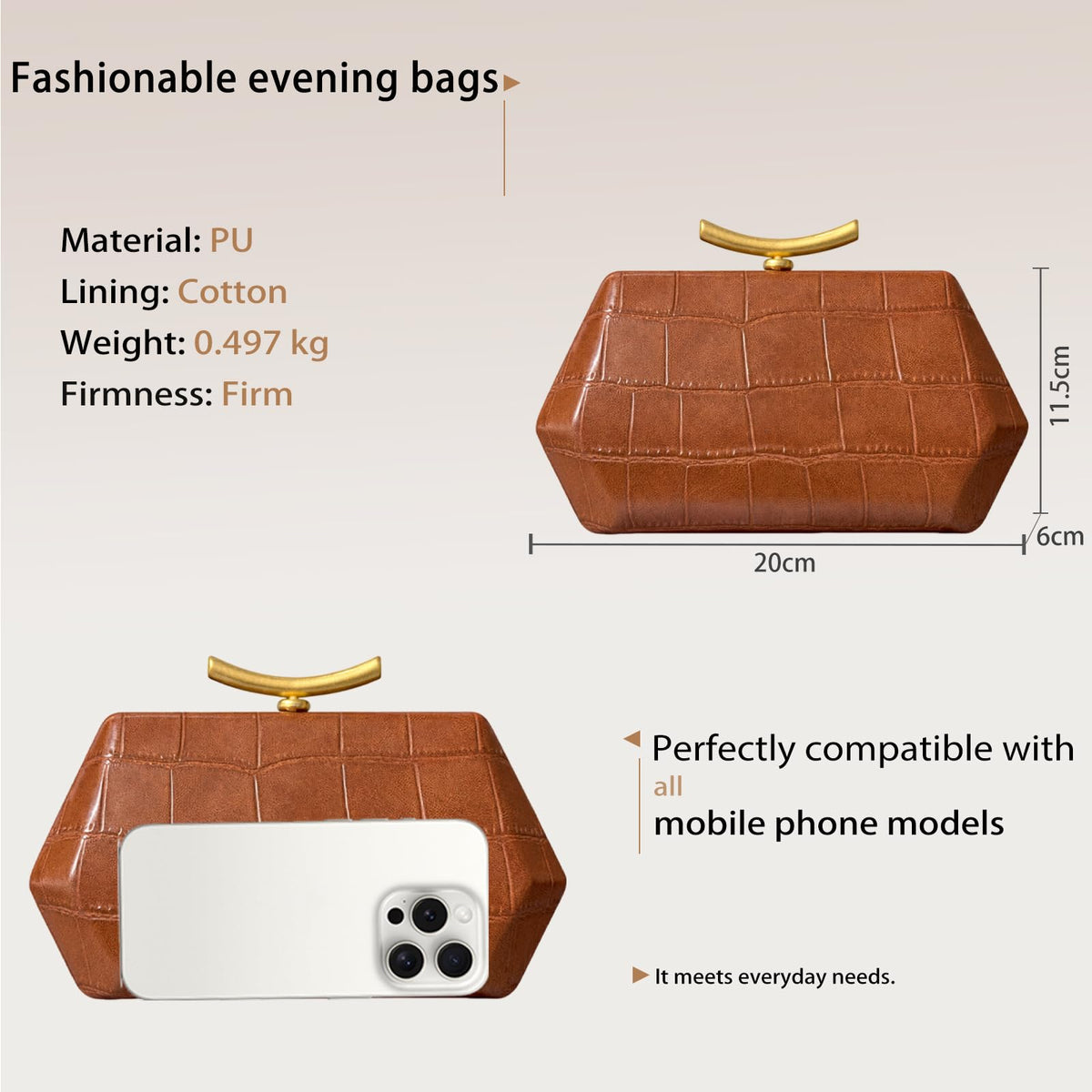 Crocodile Embossed PU Leather Clutch Bag A583