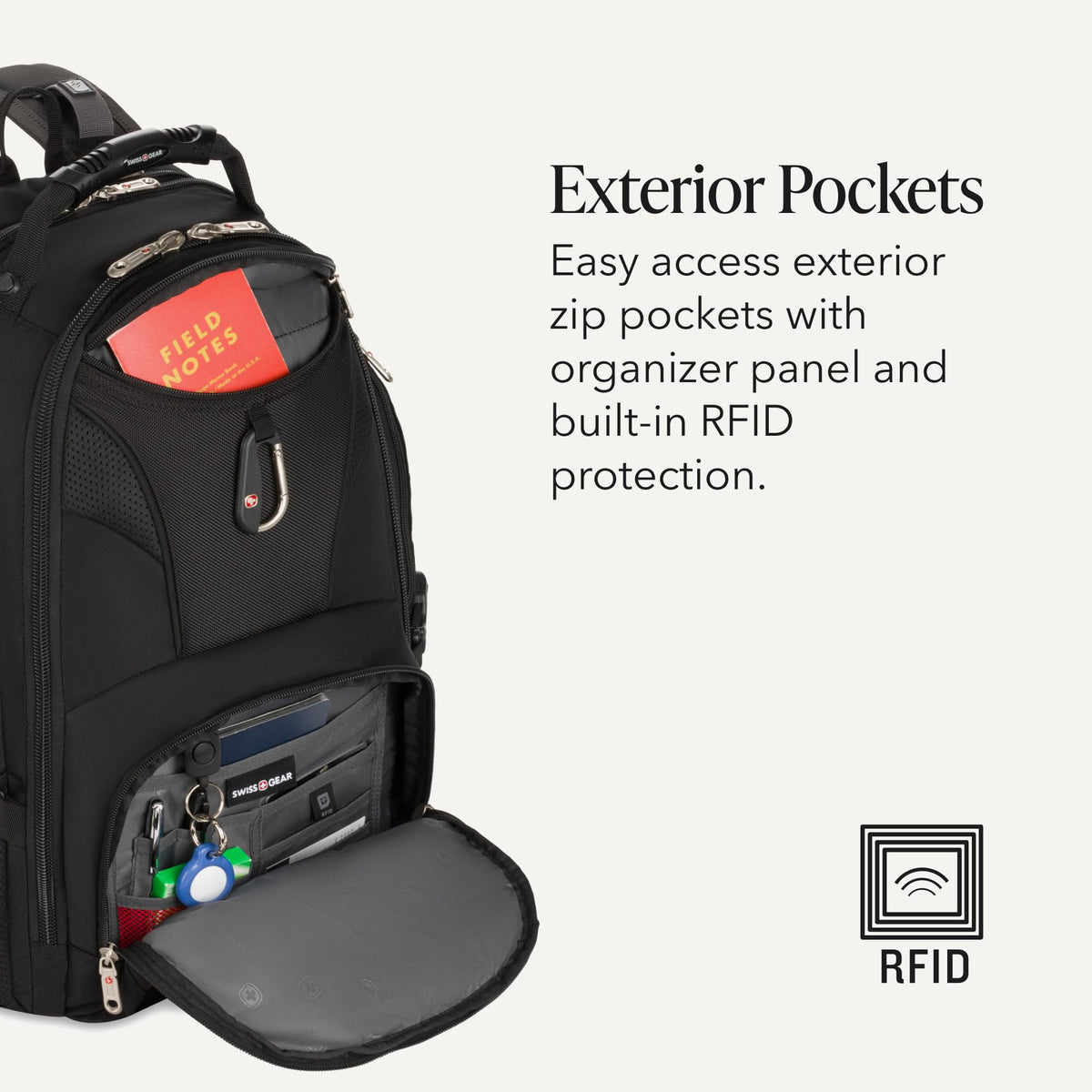 Black 17-Inch Laptop Backpack with Tablet Pocket B9852