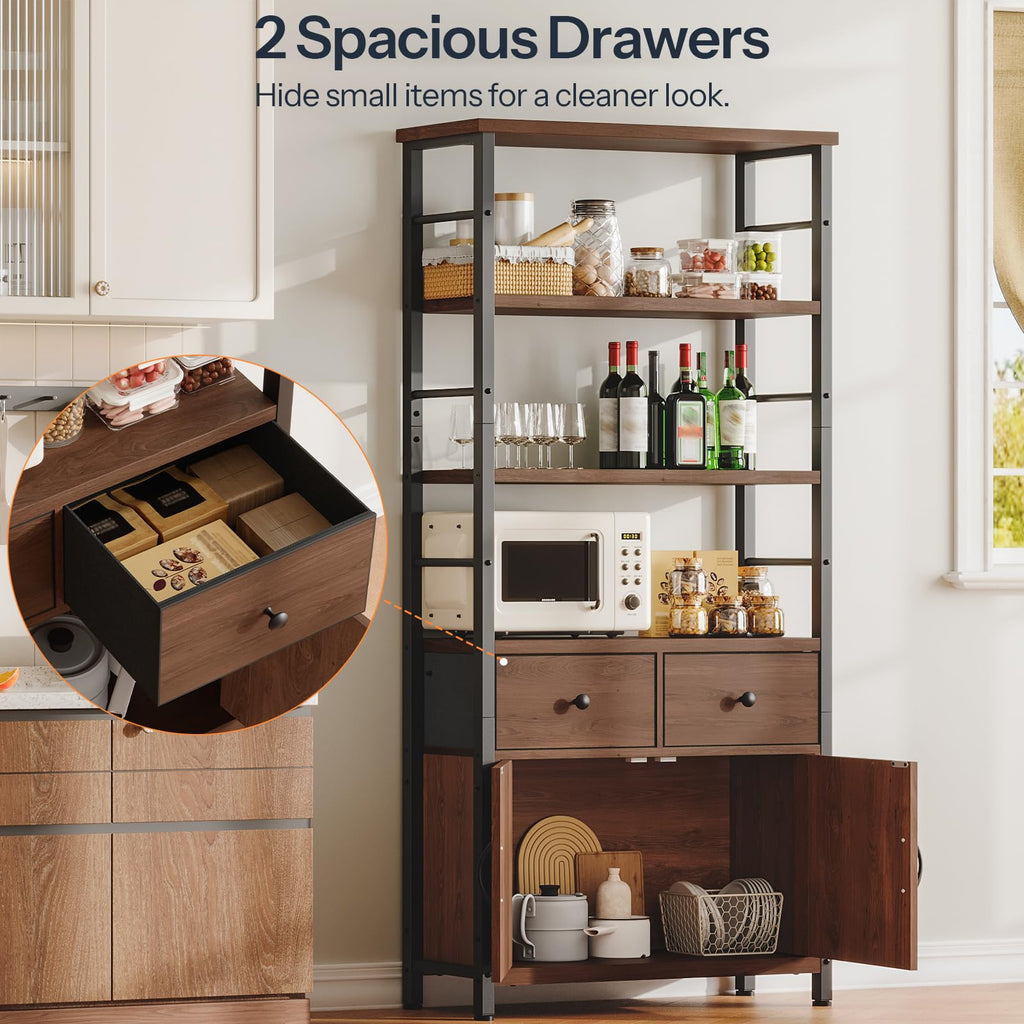 Wooden and Metal Bookshelf with Doors and Drawers H453709