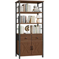 Wooden and Metal Bookshelf with Doors and Drawers H453709
