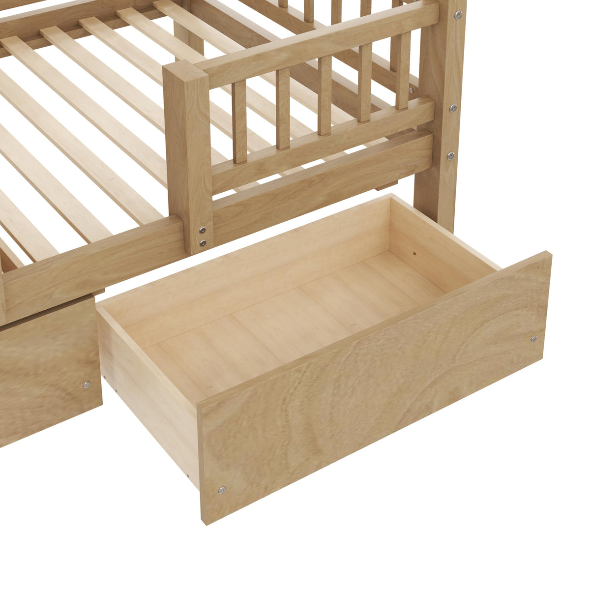 Twin Over Twin Bunk Bed with Slide and Storage Drawers U418513