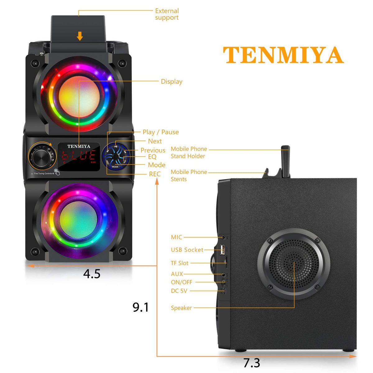 40W Portable Bluetooth Speaker with Lights and FM Radio N97980