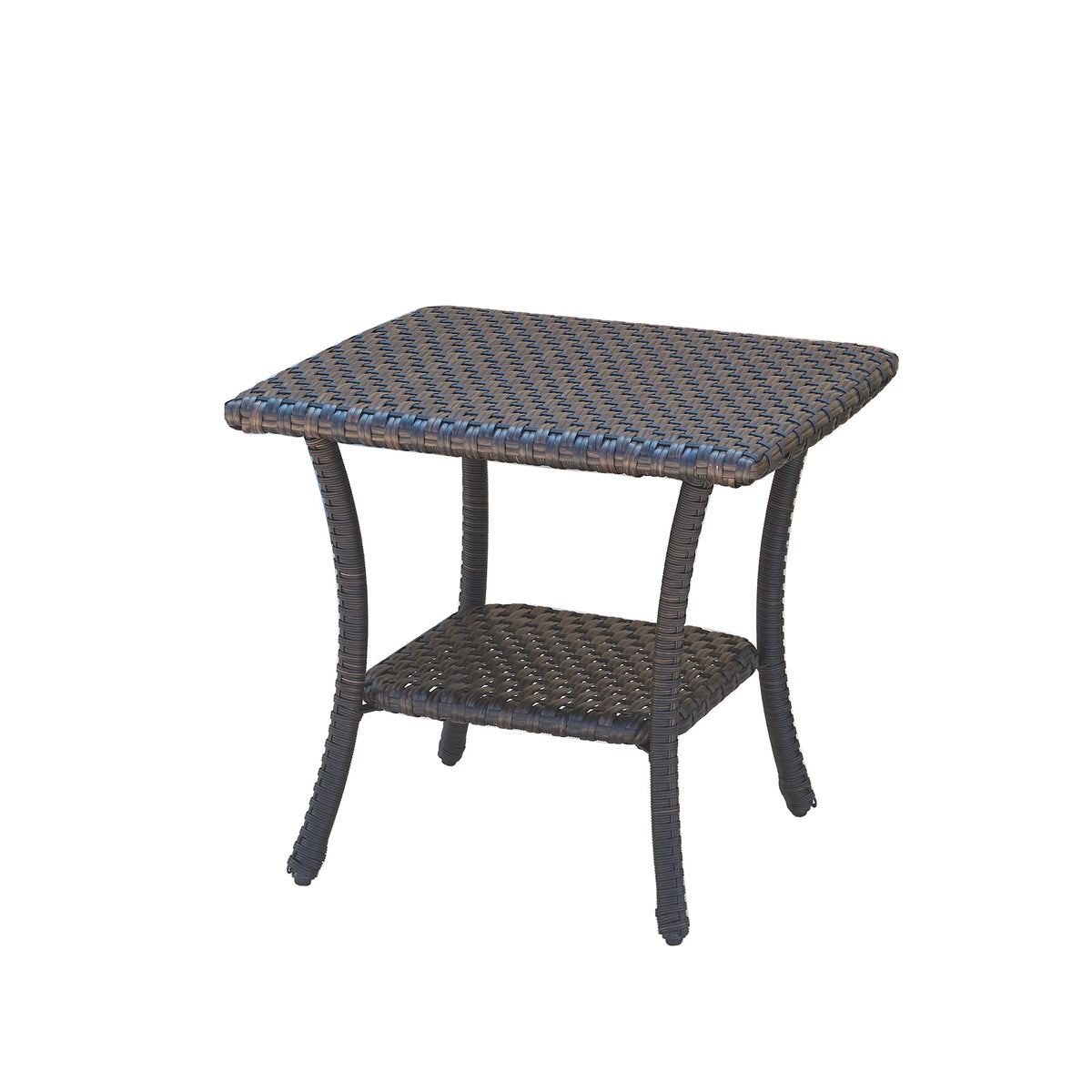 Brown Wicker Rattan 2-Tier Outdoor Coffee Table Z6675