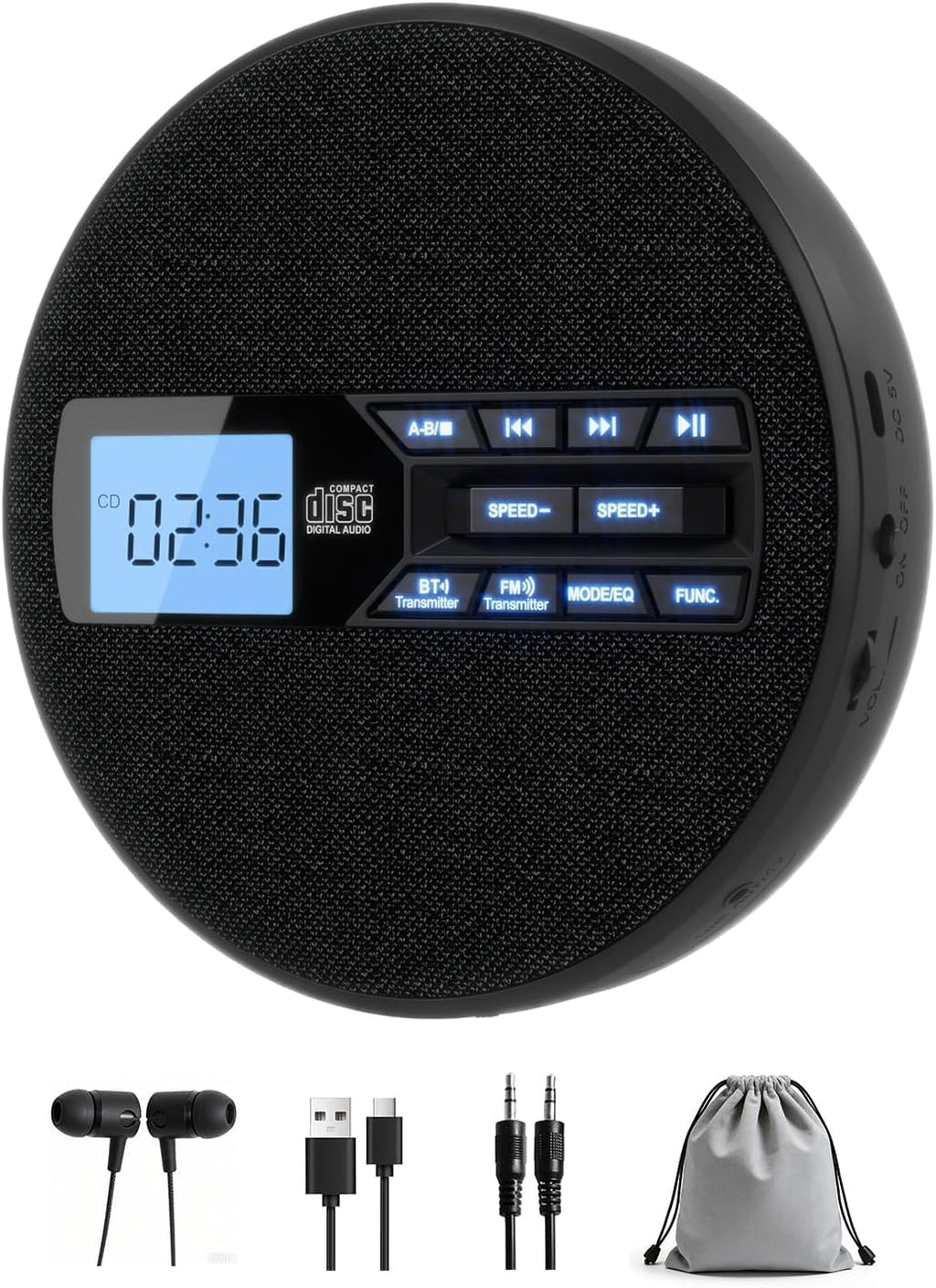 Portable CD Player with Bluetooth & FM Transmitter P22473