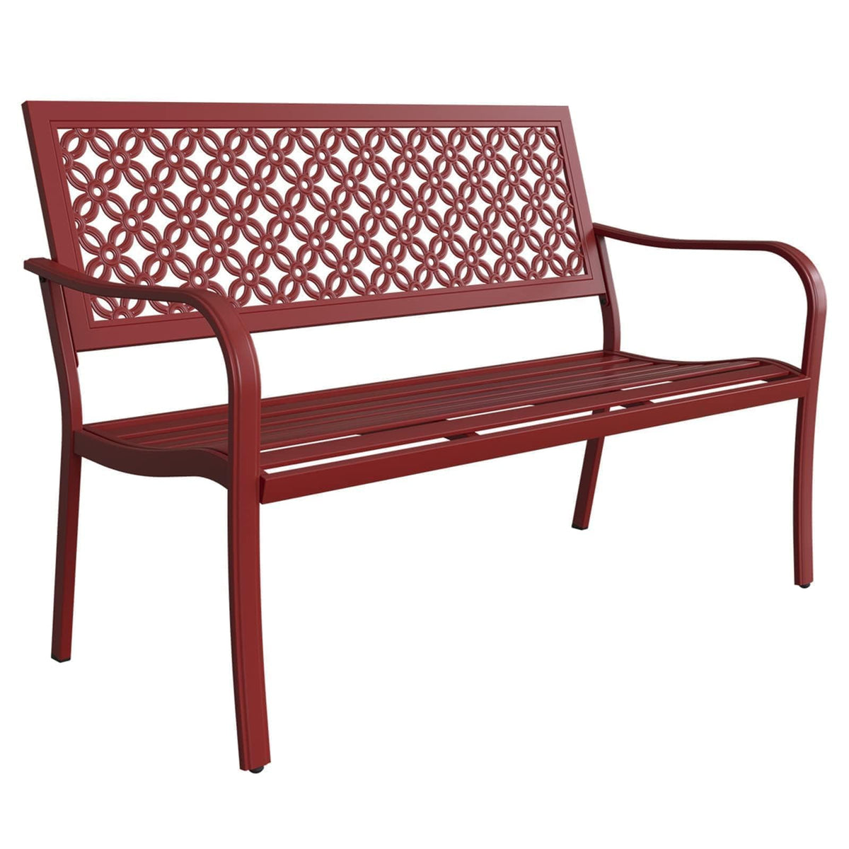 Cherry Red Metal Garden Bench R914878