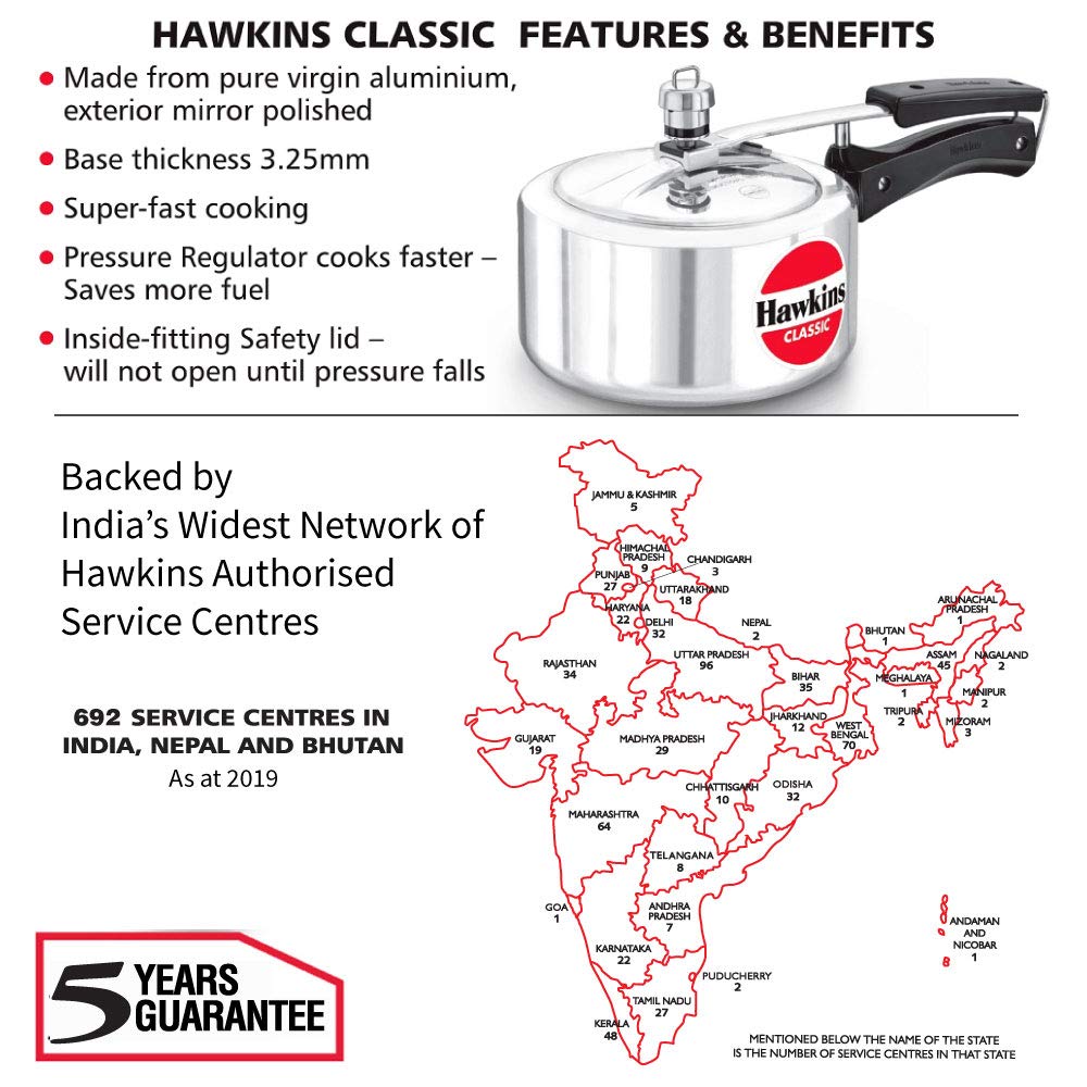 Aluminum 2.0 Litre Pressure Cooker V7531