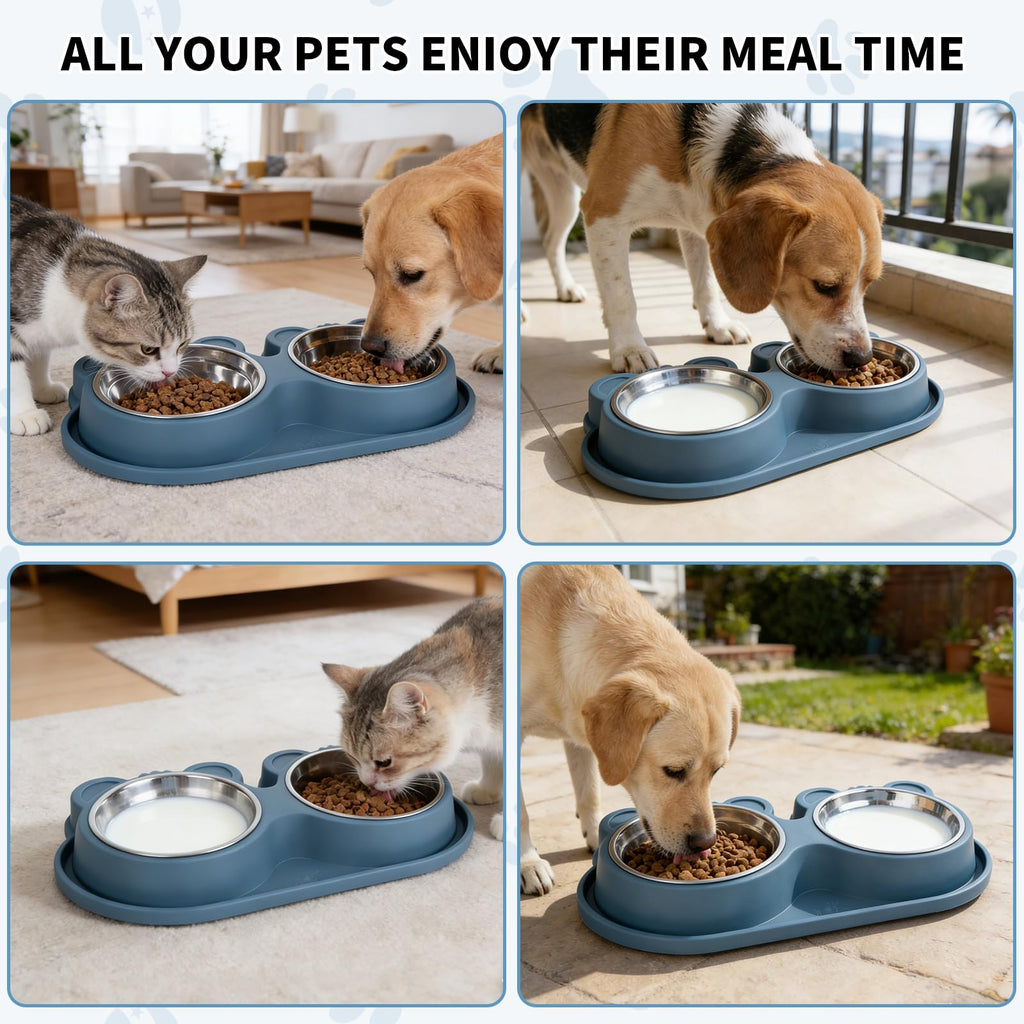 Stainless Steel Double Pet Bowls with Non-Slip Base L5745