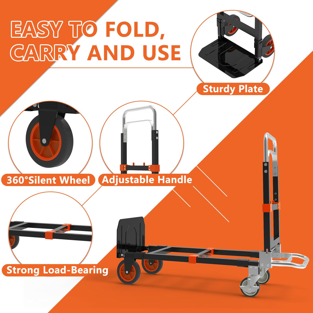 3-in-1 Folding Hand Truck, 500 lb Heavy Duty Steel Dolly C405275