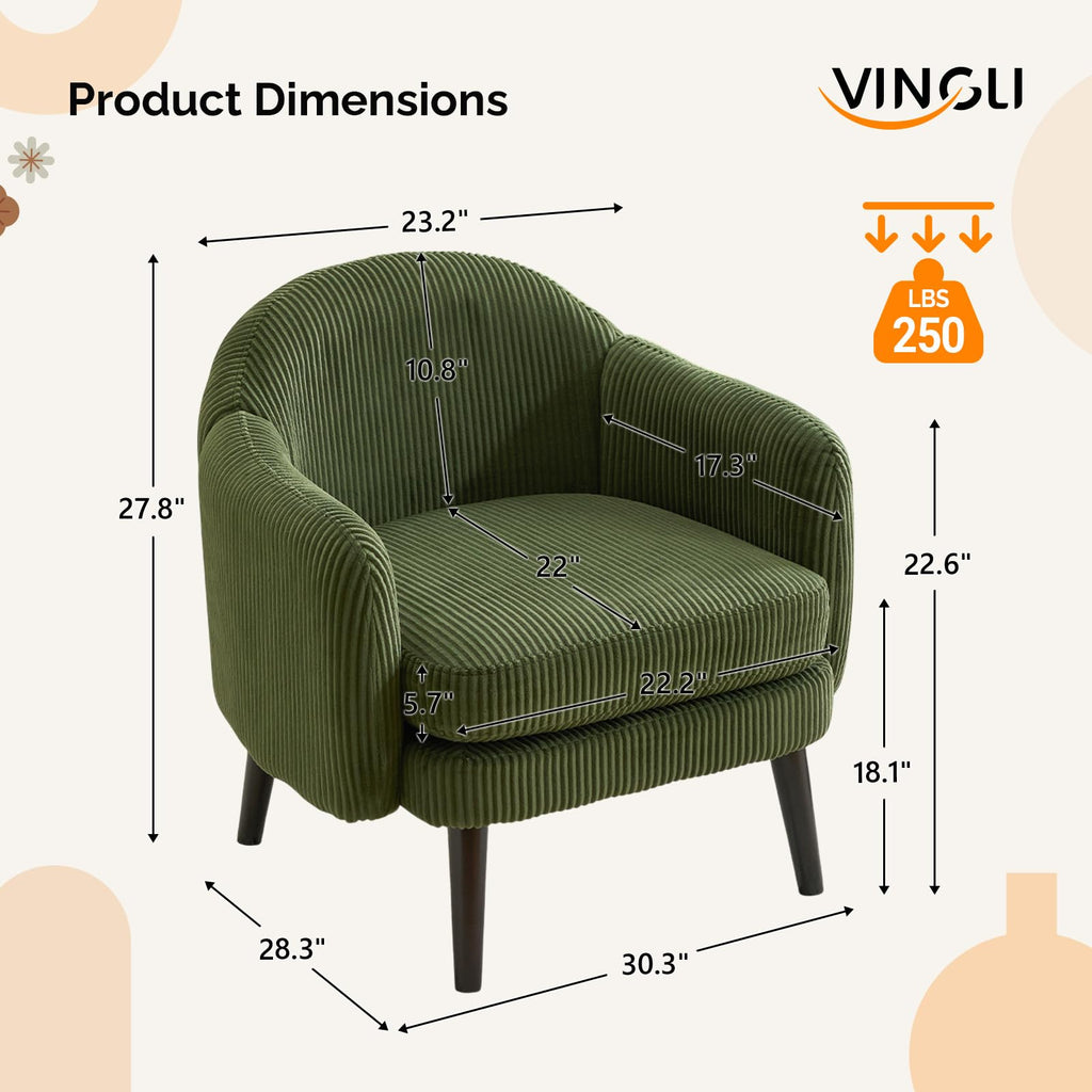 Green Corduroy Accent Armchairs Set of 2 V727124