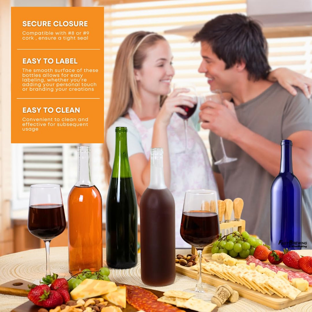 750ml Clear Glass Wine Bottles 12-Bottle Case M7789