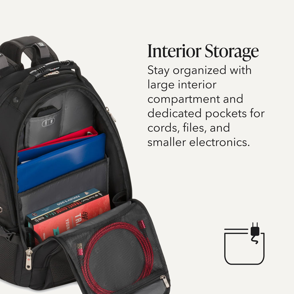 Black 17-Inch Laptop Backpack with Tablet Pocket B9852