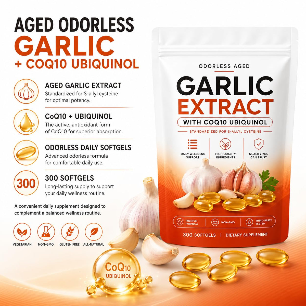 7500mg Odorless Aged Garlic Extract Softgels S505762
