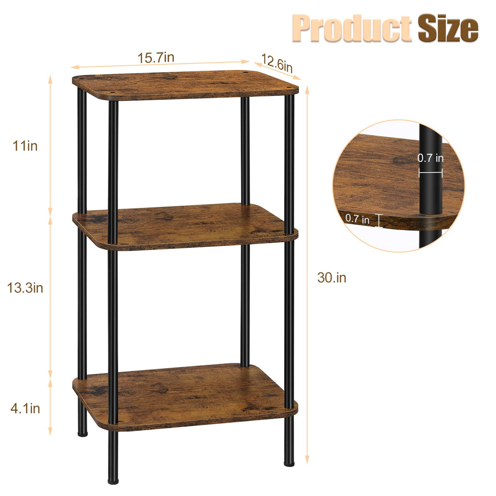 3 Tier Rustic Brown End Table T185249