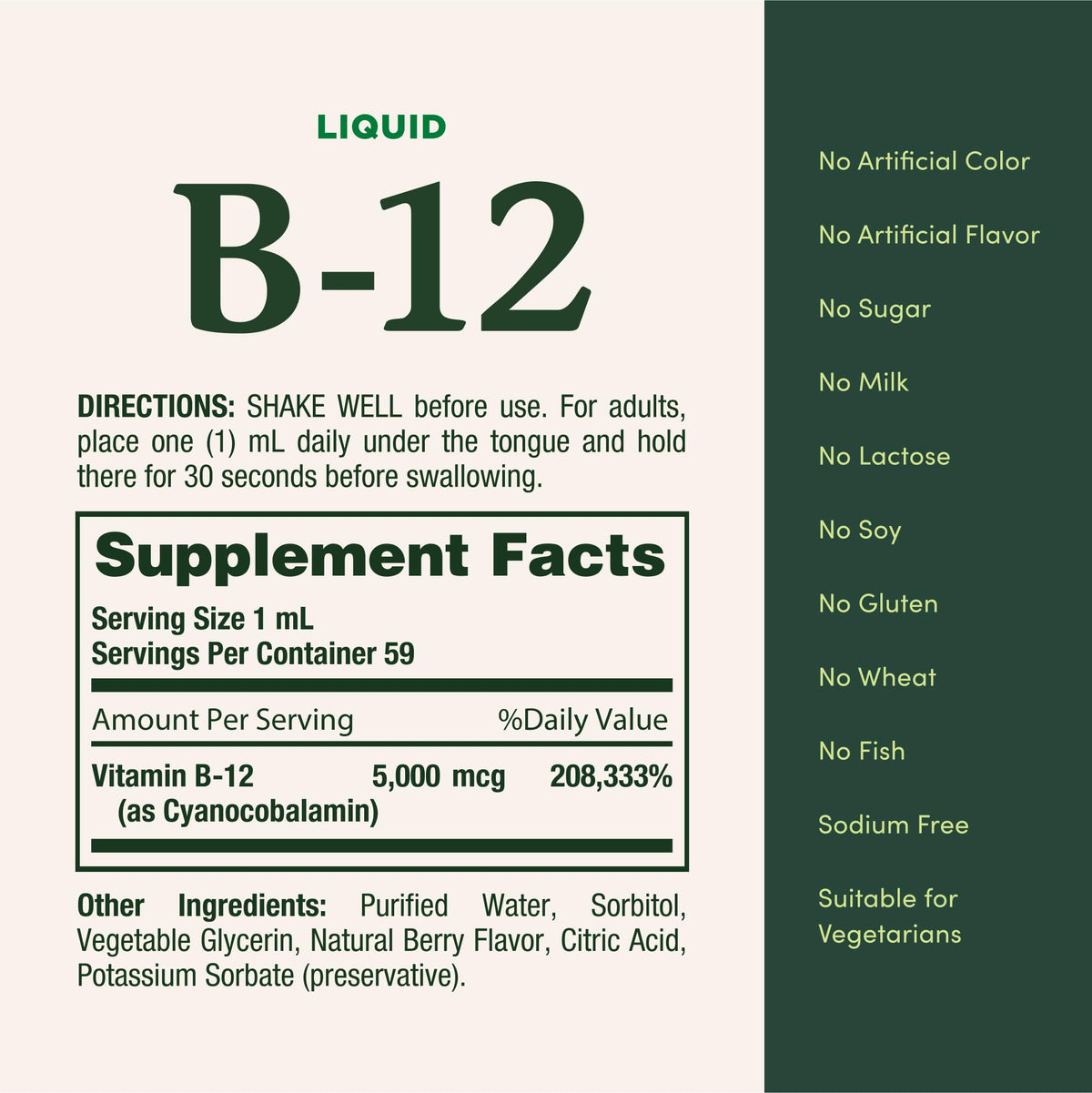 Vitamin B12 5000 mcg Sublingual Liquid 2 Fl Oz F6779