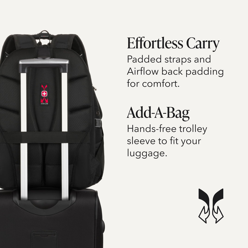 Black 17-Inch Laptop Backpack with Tablet Pocket B9852