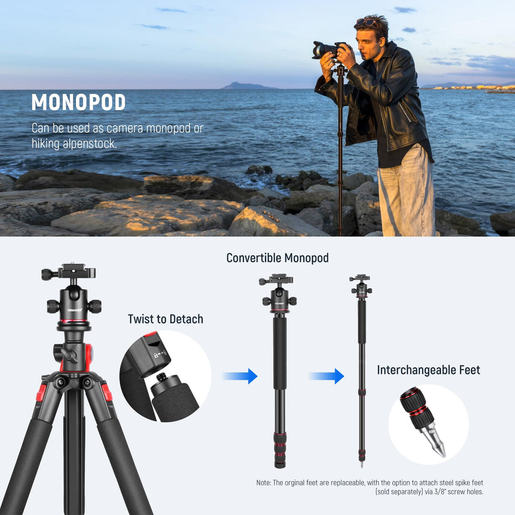 72 Inch Camera Tripod Monopod with Ball Head W77203
