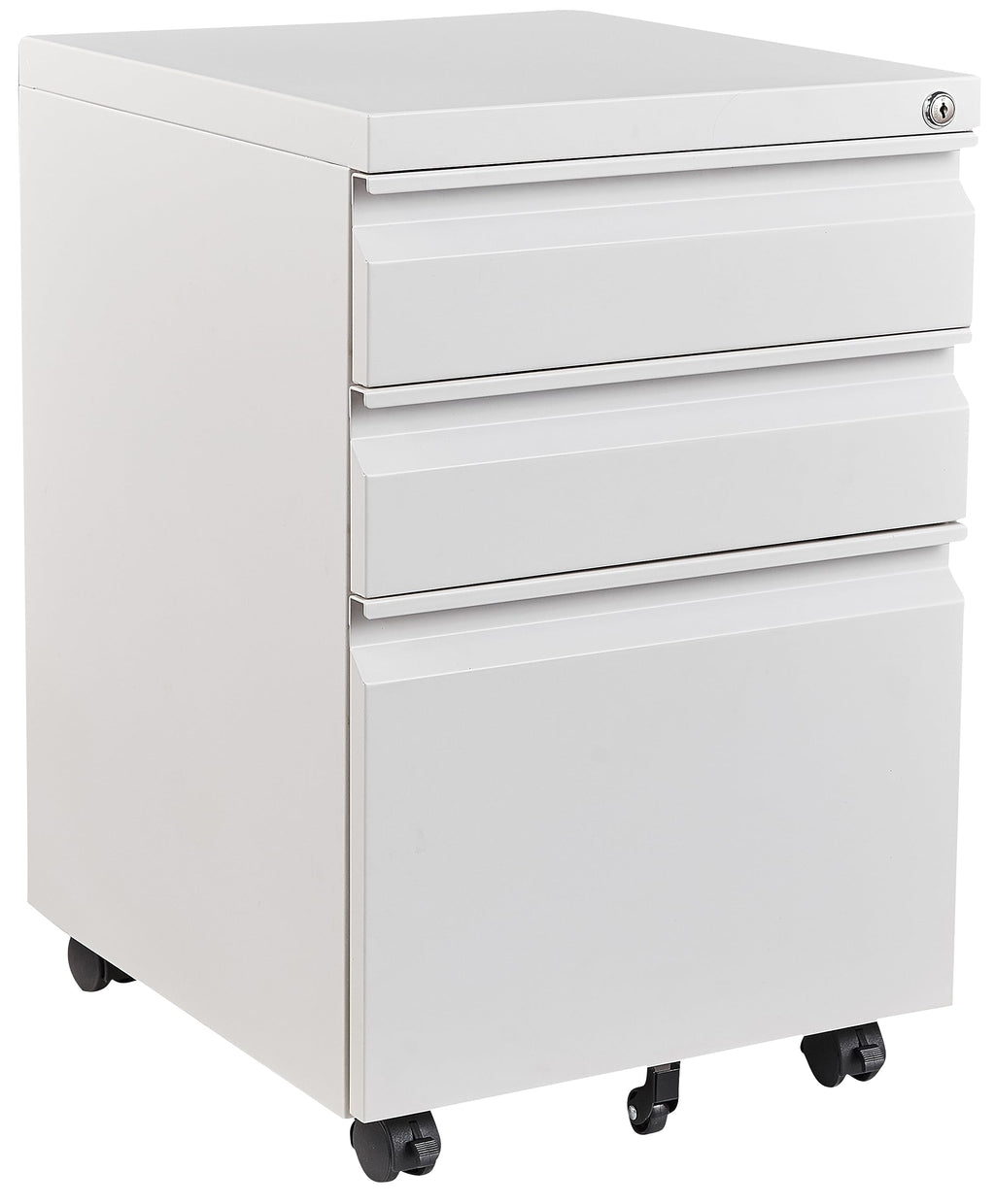 White 3 Drawer Metal File Cabinet with Lock B510