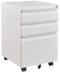 White 3 Drawer Metal File Cabinet with Lock B510