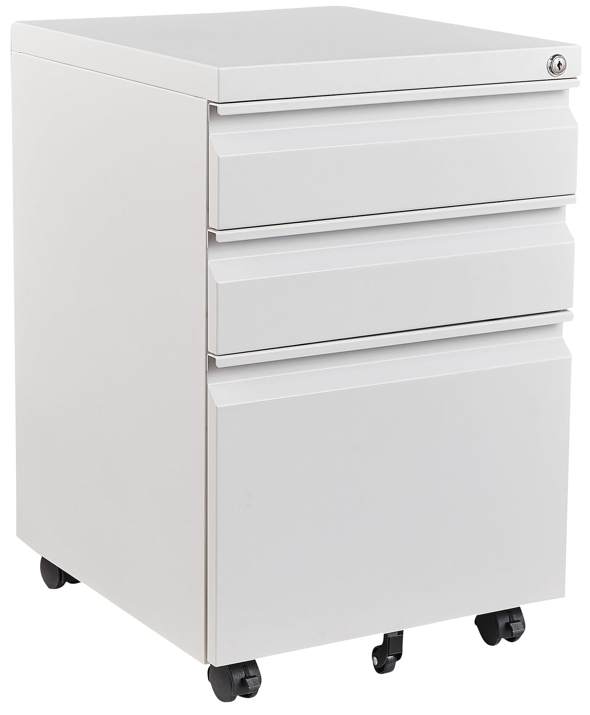 White 3 Drawer Metal File Cabinet with Lock B510