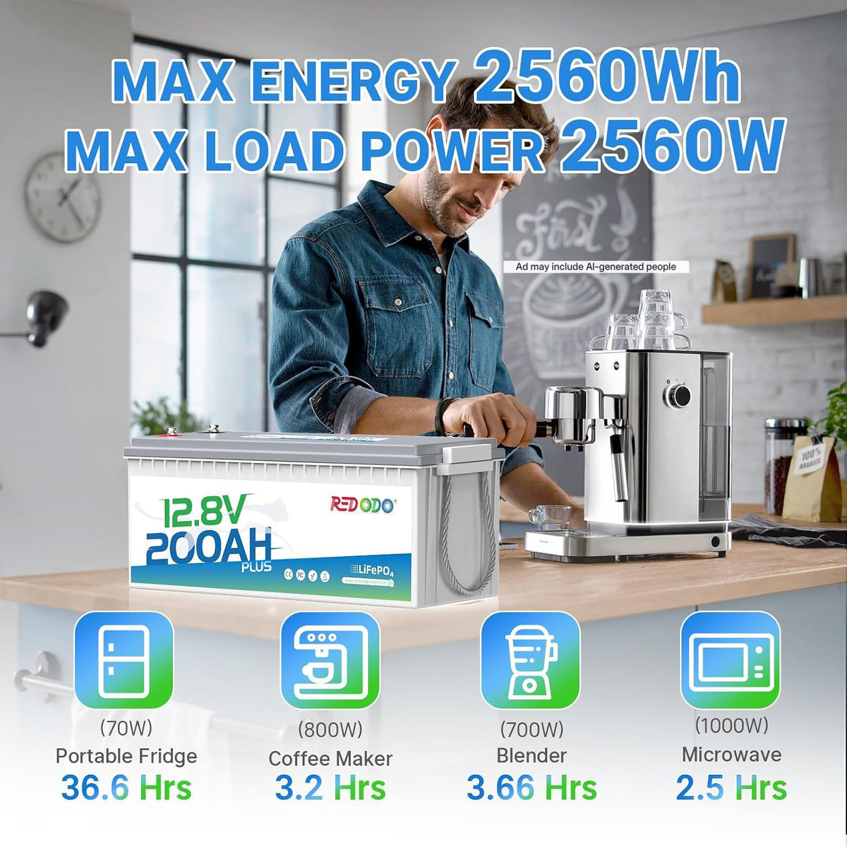 12V 200Ah LiFePO4 Battery U87163