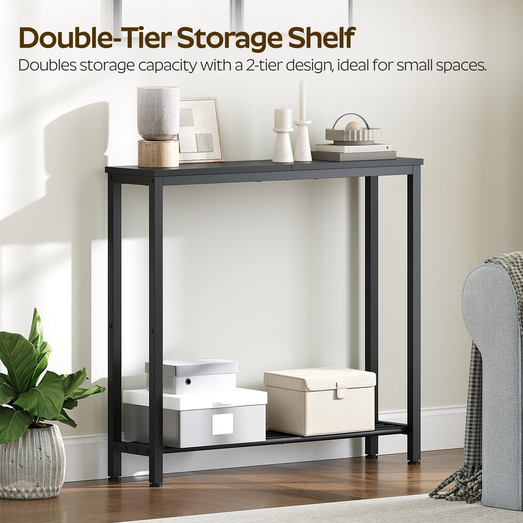 Black 2-Tier Narrow Console Table F78973