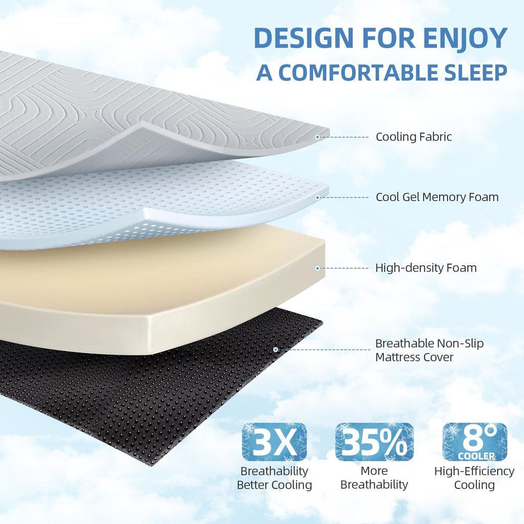 6 Inch Cooling Memory Foam Foldable Mattress Twin Size Y166237