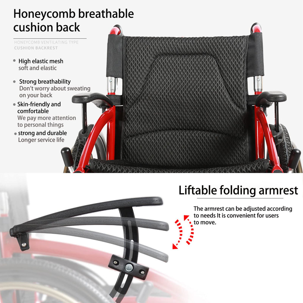 Folding Transport Wheelchair with Detachable Full Arms and Elevating Leg Rest O99879
