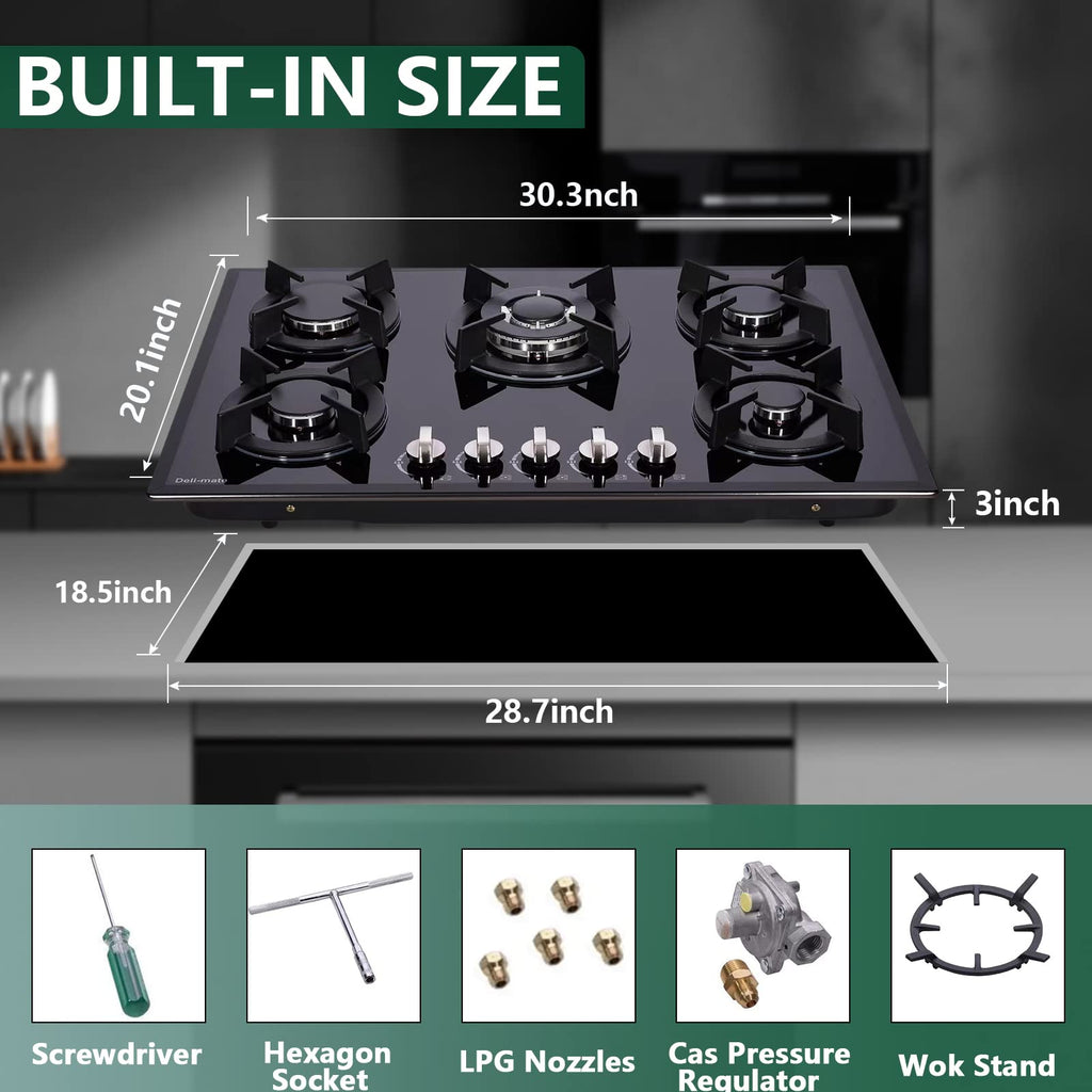 30 Inch 5 Burner Dual Fuel Gas Stovetop E980187