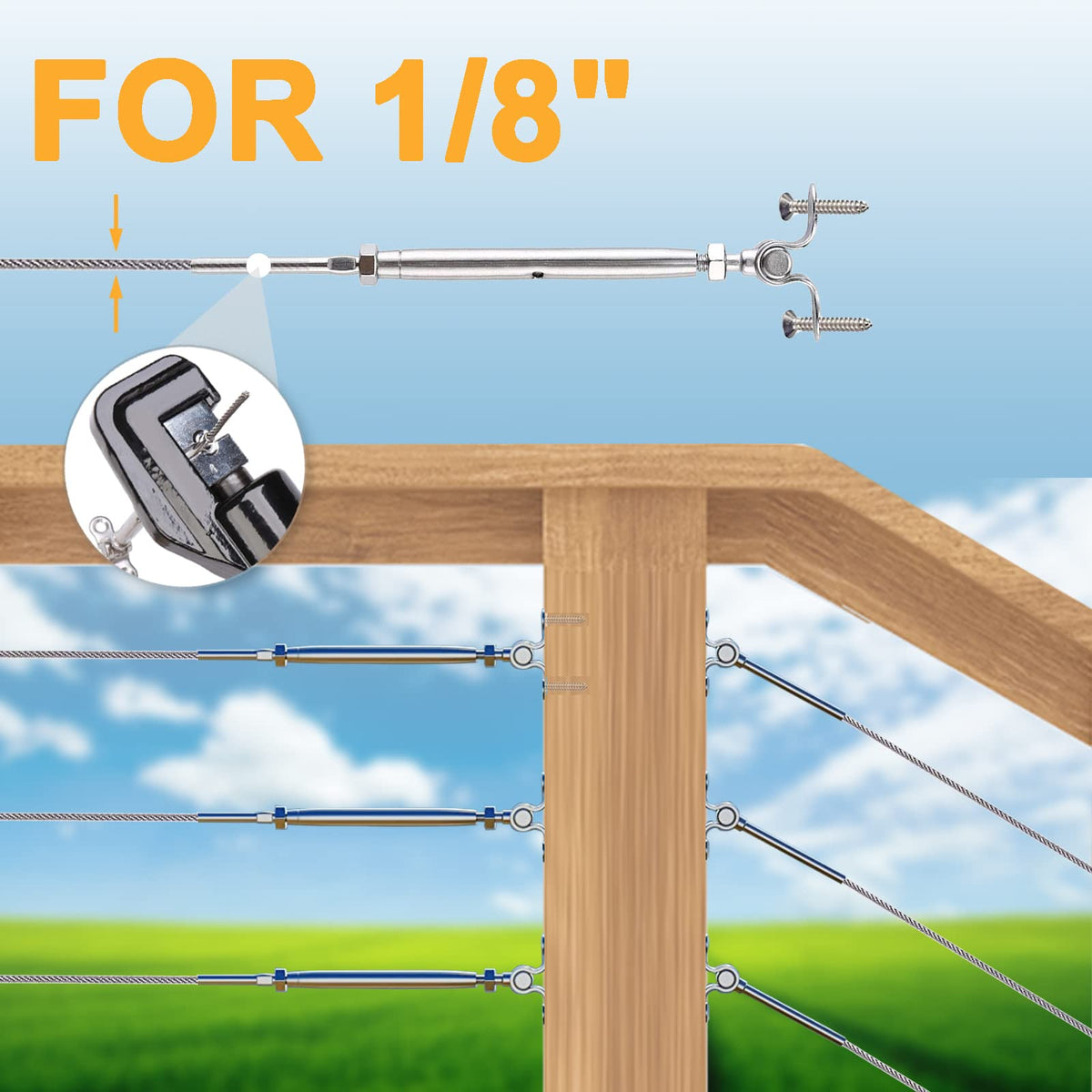 1/8" T316 Stainless Steel Aircraft Cable & Turnbuckle Railing Kit Y314153