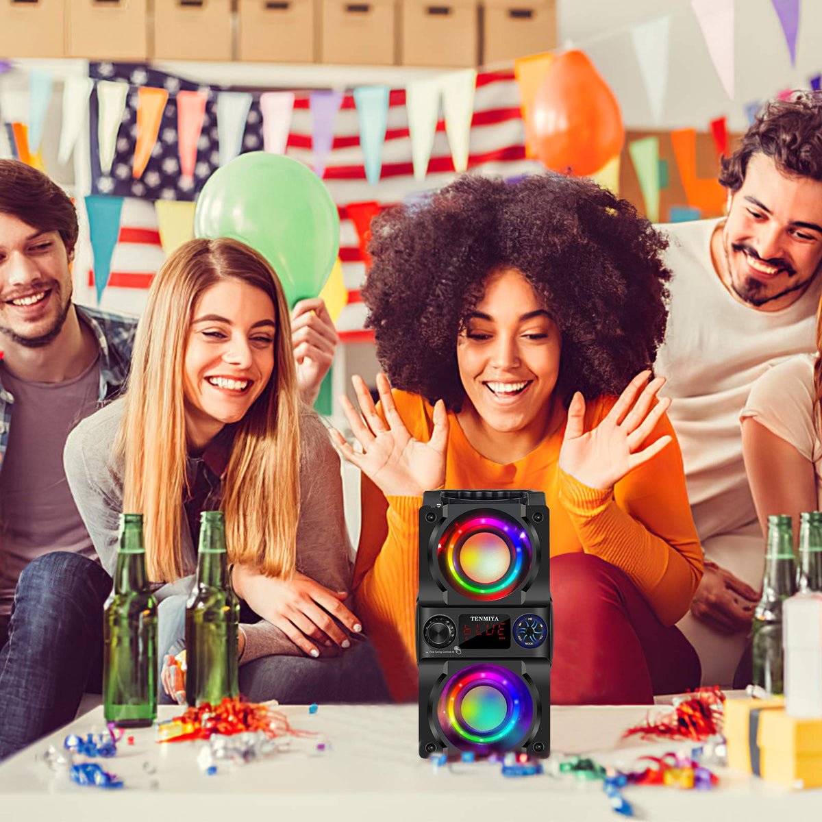 40W Portable Bluetooth Speaker with Lights and FM Radio N97980