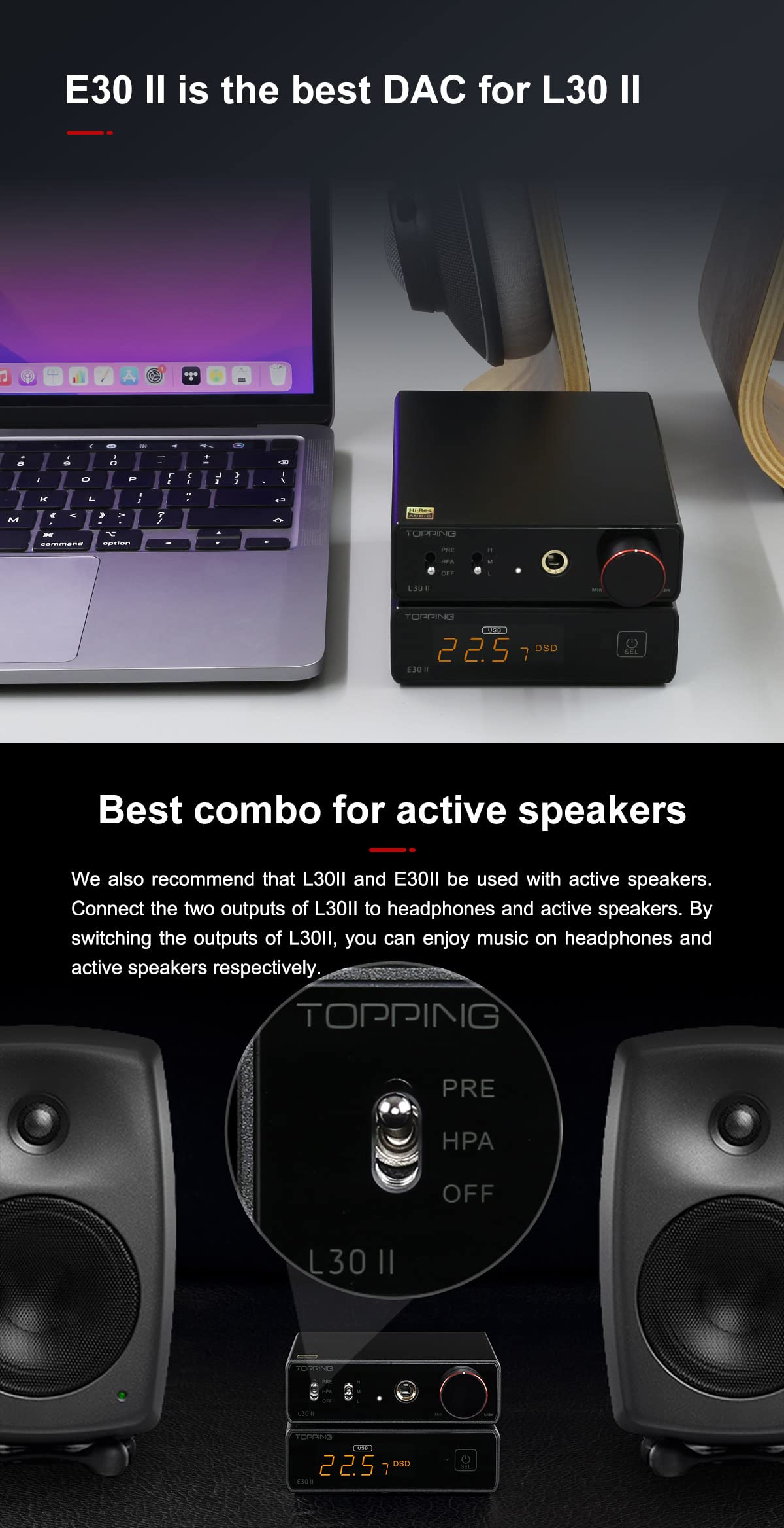 Topping E30 II DAC Preamp Audio Decoder + Topping L30II NFCA Linear Headphone Amp B3238