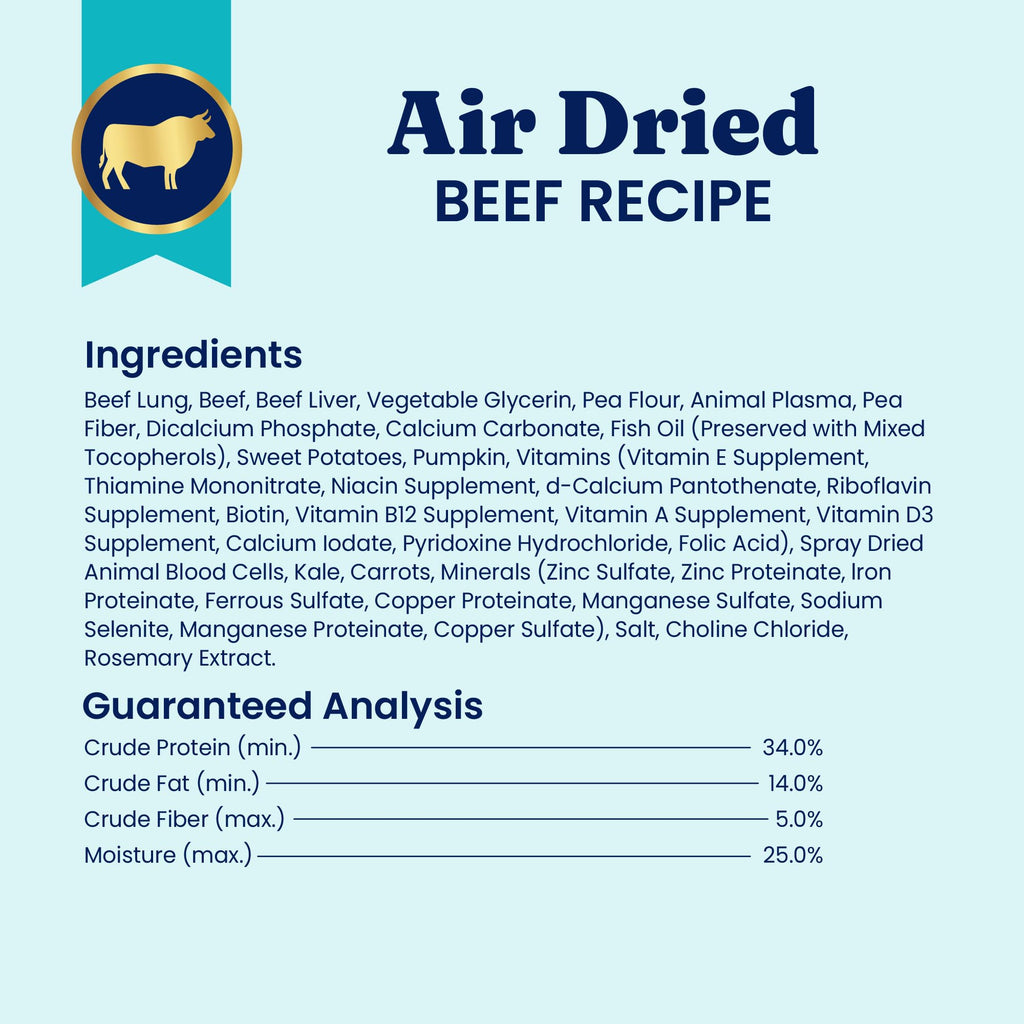 Air Dried Dog Food Topper & Treats Beef 1lb O943