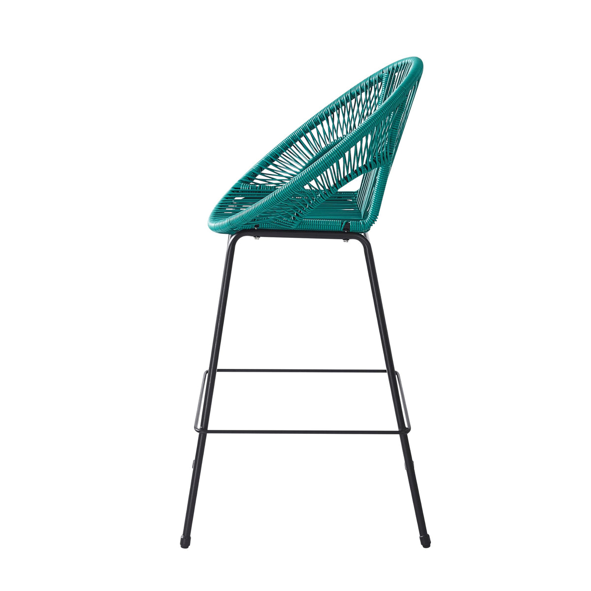 Teal Faux Wicker Outdoor Bar Stool Set of 2 W924813