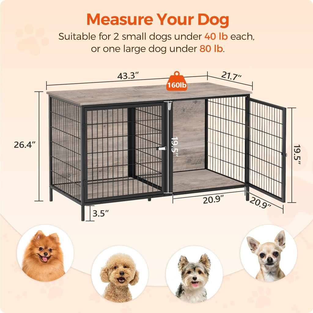 Greige Dog Crate Furniture L91011