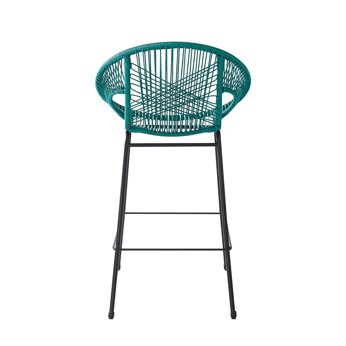 Teal Faux Wicker Outdoor Bar Stool Set of 2 W924813