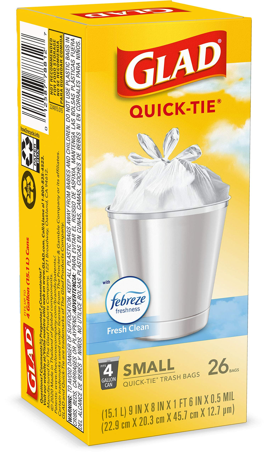 4 Gallon White Trash Bags, 26 Count (Pack of 6) T99225