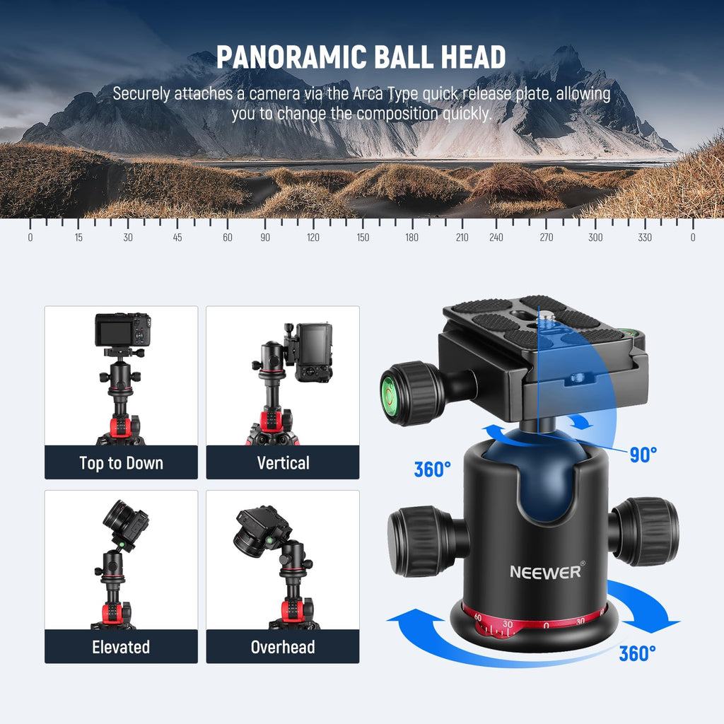 72 Inch Camera Tripod Monopod with Ball Head W77203