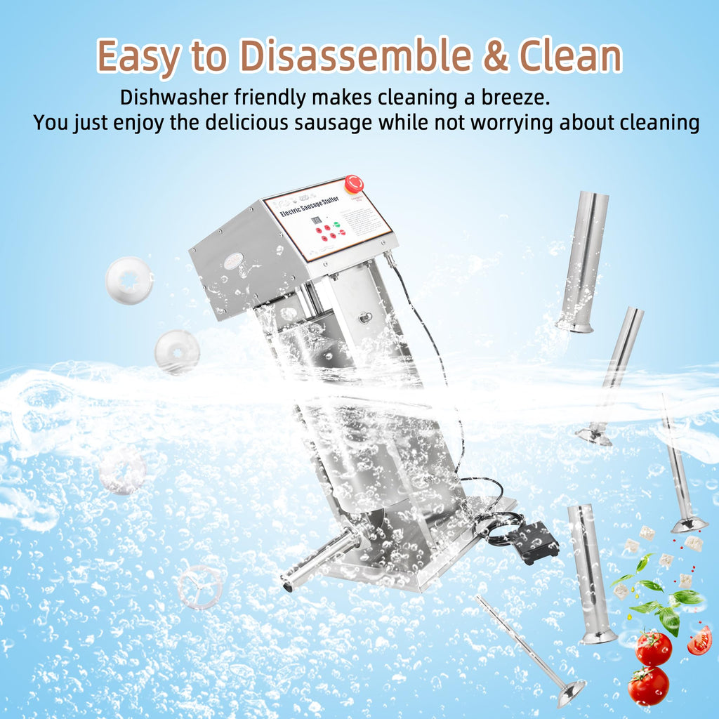 30LB Stainless Steel Electric Sausage Stuffer with 5 Stuffing Tubes X7823