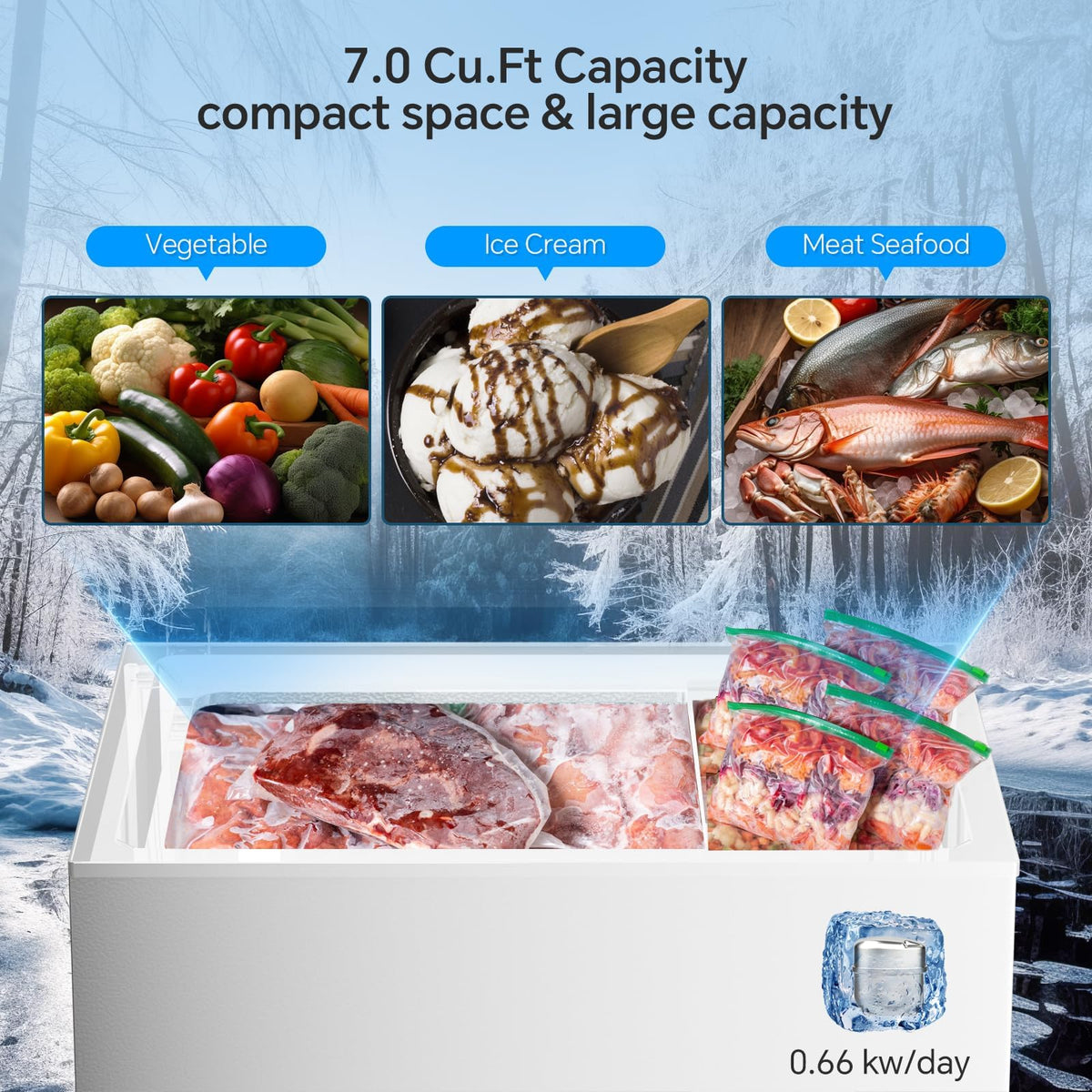 7.0 Cubic Feet White Chest Freezer T57614