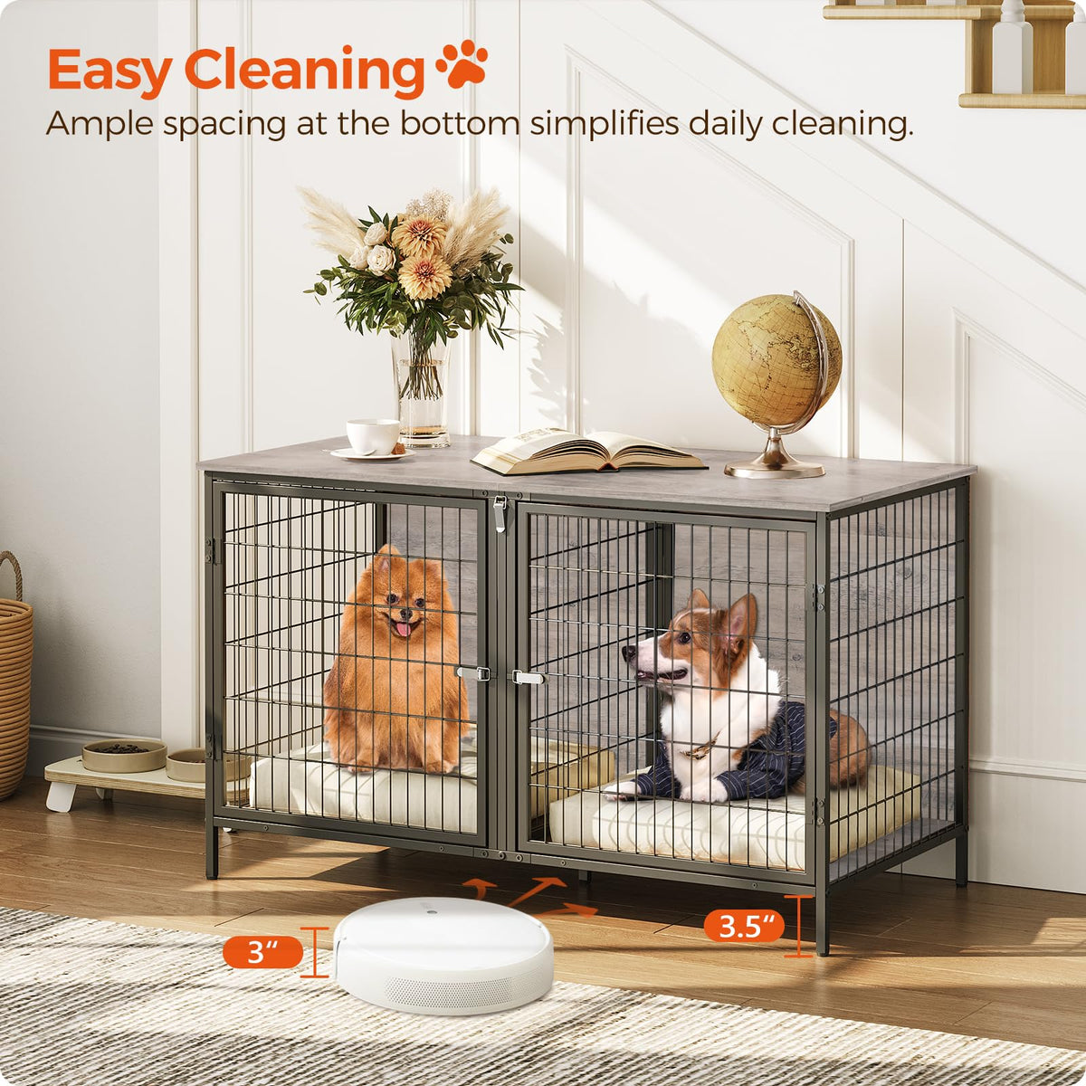 Greige Dog Crate Furniture L91011