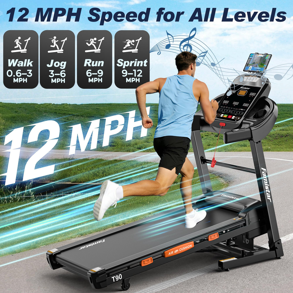 Foldable Treadmill with 18.5" Wide Belt O5023