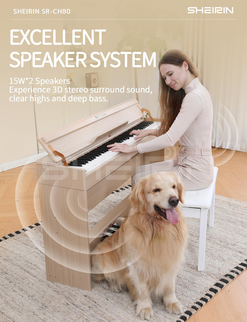 88 Key Weighted Digital Piano with Stand Cover Pedal G5682