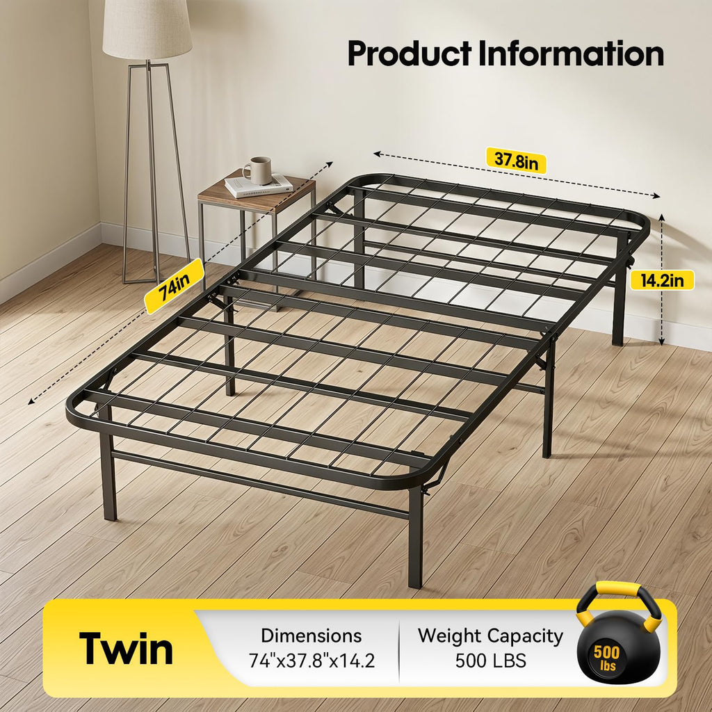 Twin Metal Bed Frame with 6 Legs M28361