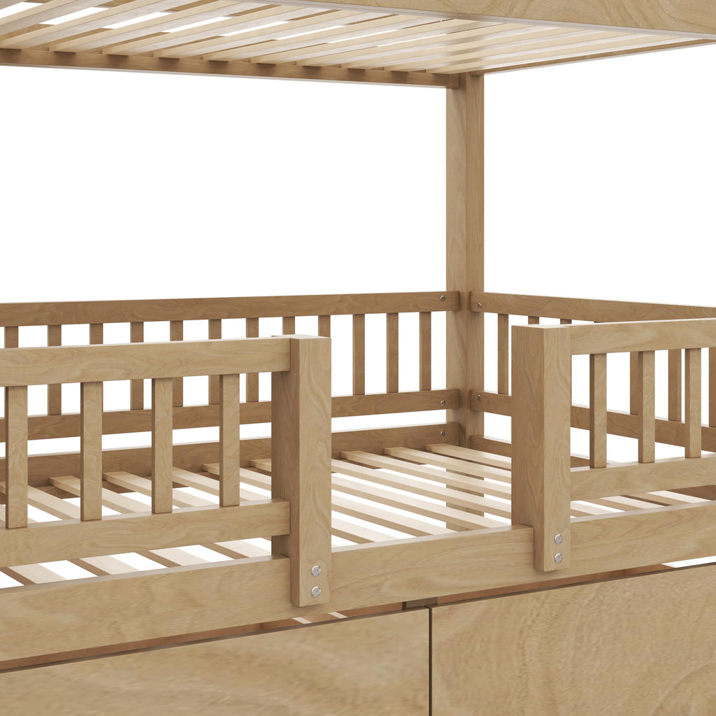 Twin Over Twin Bunk Bed with Slide and Storage Drawers U418513