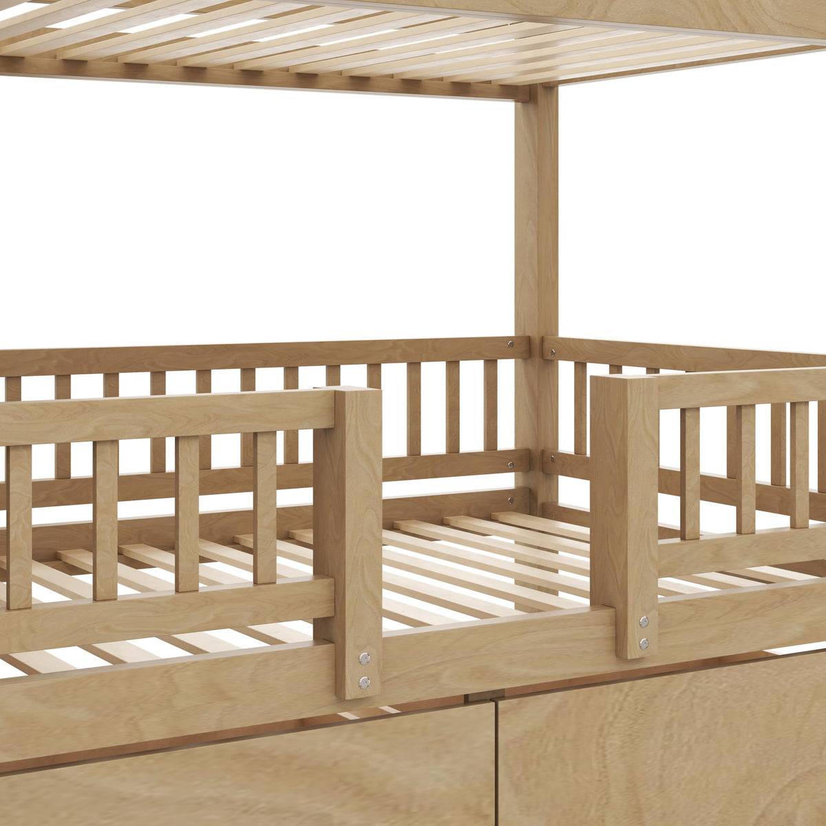 Twin Over Twin Bunk Bed with Slide and Storage Drawers U418513