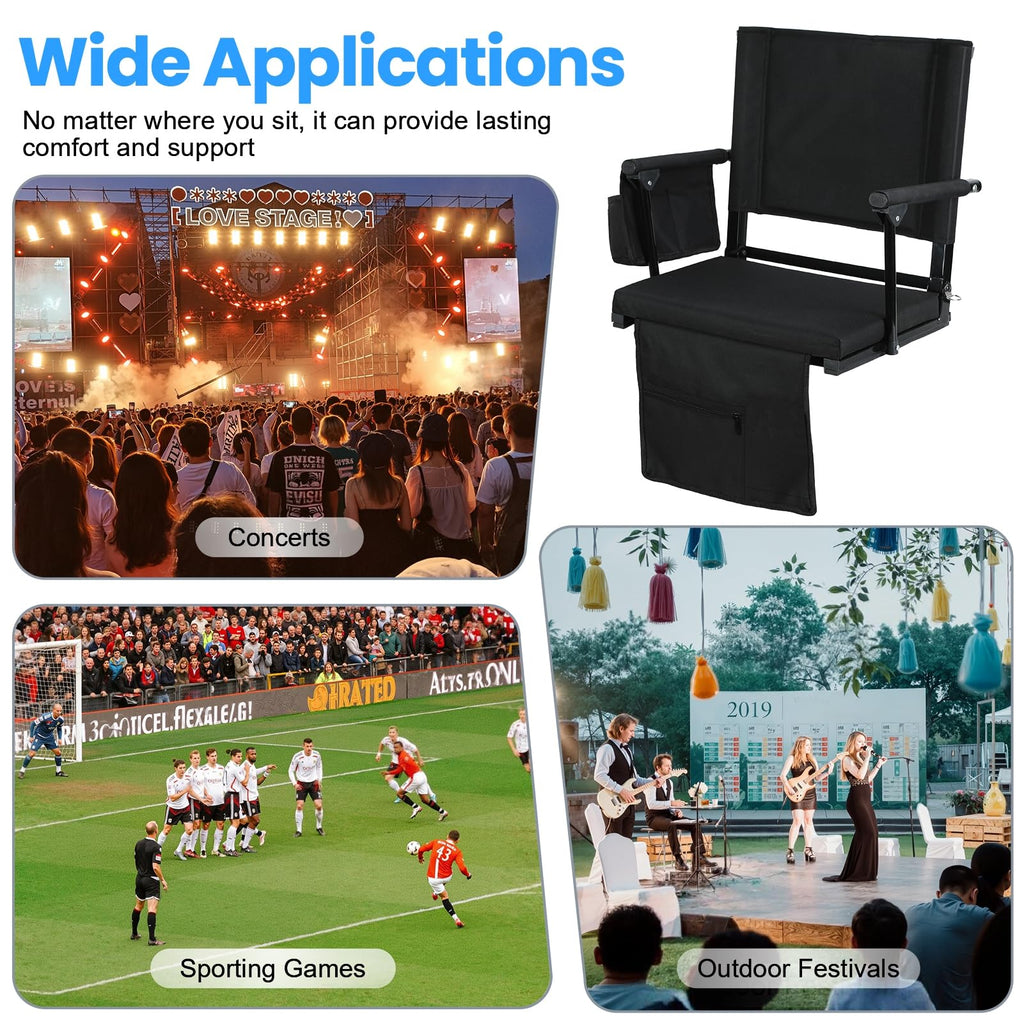 2-Pcs Folding Stadium Seat with Back Support & Cushion H7194