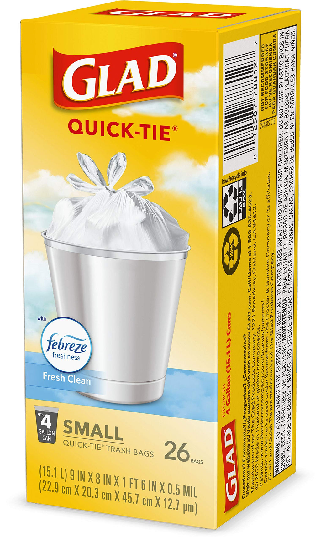 4 Gallon White Trash Bags, 26 Count (Pack of 6) T99225