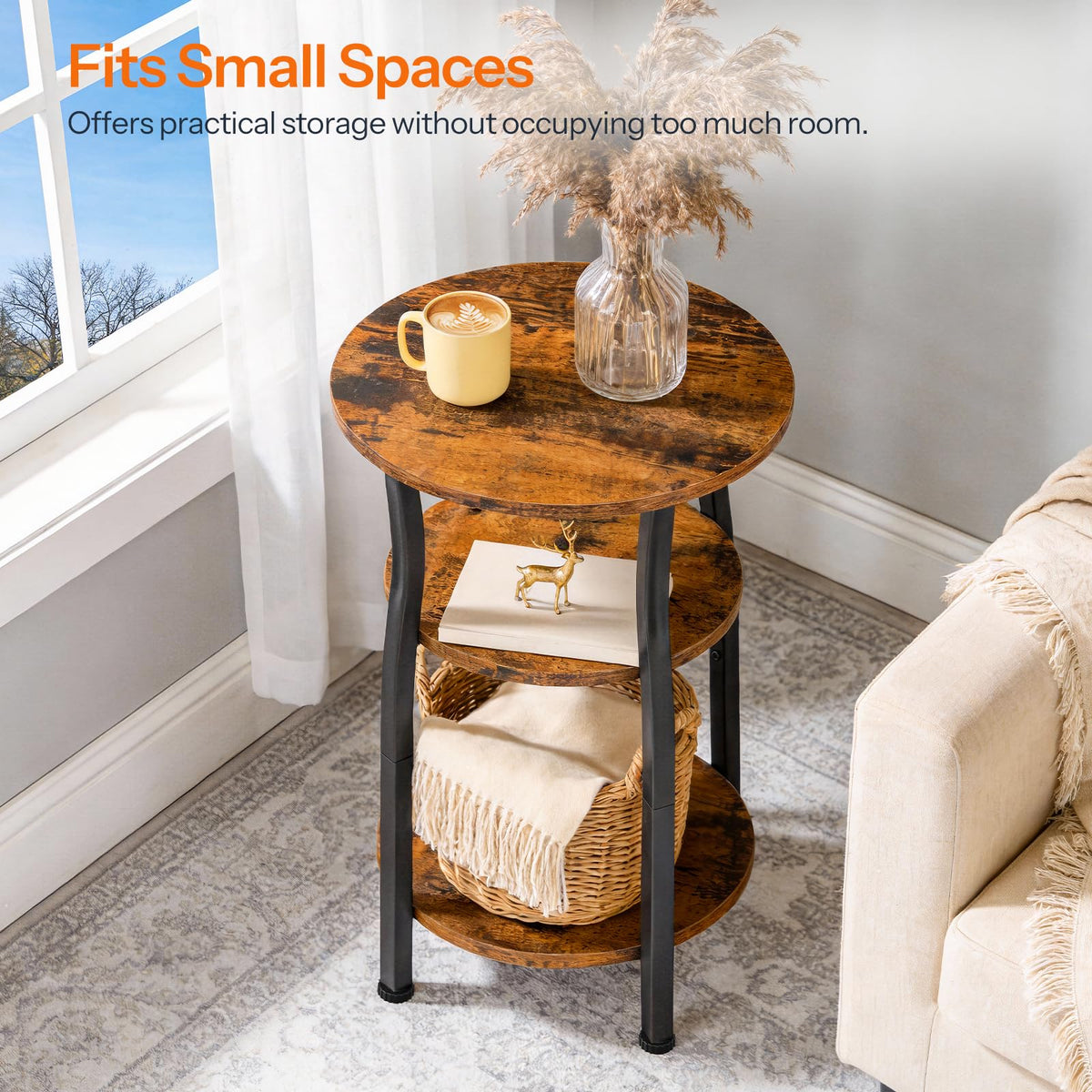 Small Round 3-Tier Storage Side Table K380